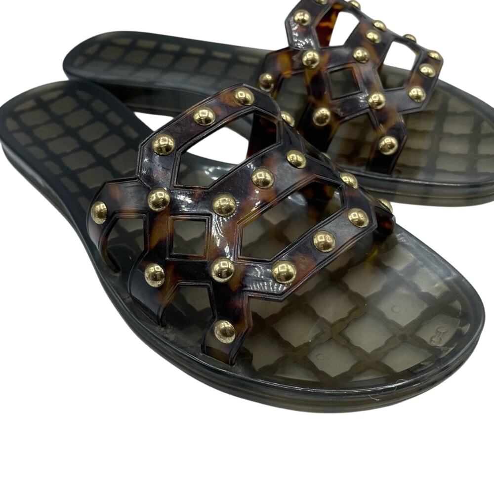 Vince Camuto Brown Strappy Studded Rubber Sandals Women’s 8 Slip On Beach